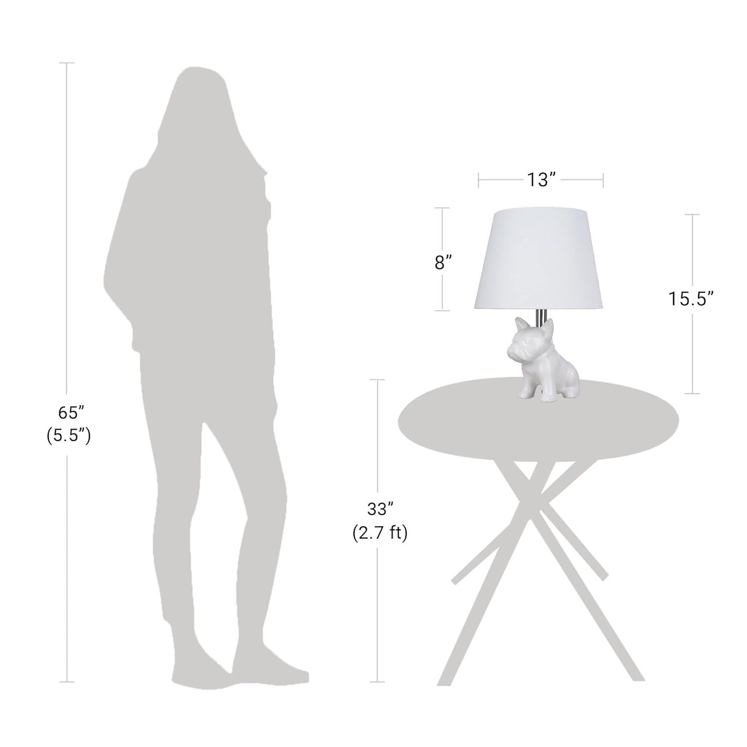 Bulldog Ceramic Table Lamp - White