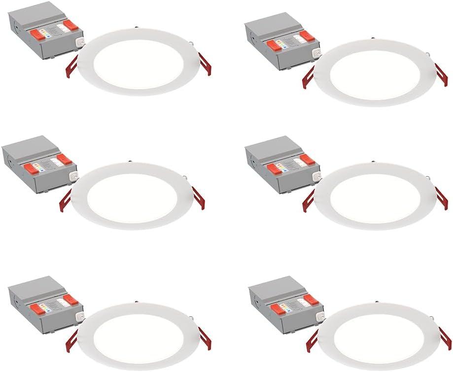 6'' Selectable Color Temperature Dimmable Air-Tight IC Rated LED Canless Recessed Lighting Kit