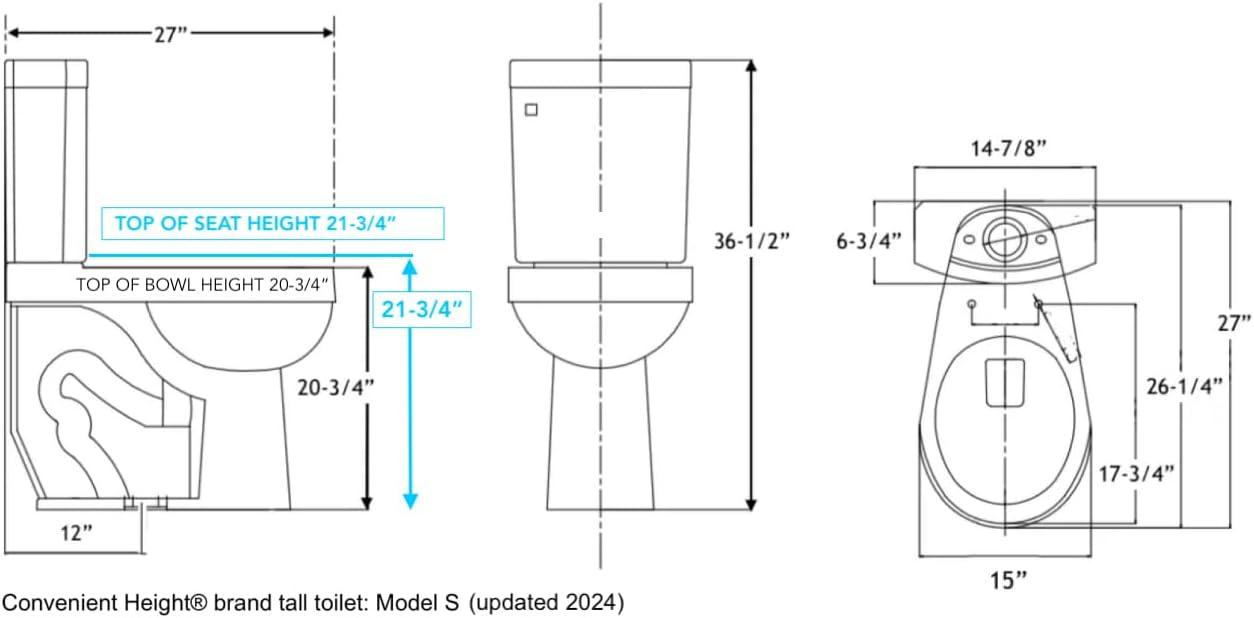 ConvenientHeight 1.28 Gallons GPF Elongated Chair Height Floor Mounted Kit (Seat Included)