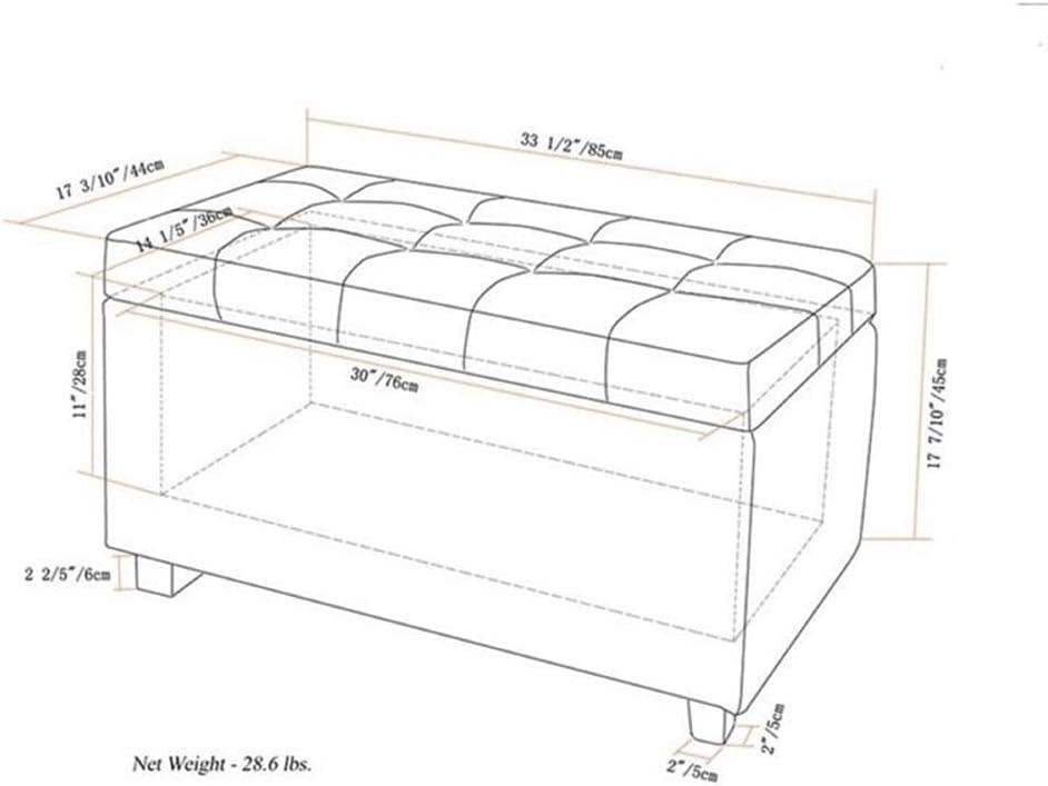 Simpli Home Cosmopolitan 34"W Upholstered Storage Ottoman with Tufted Design and Large Interior Storage