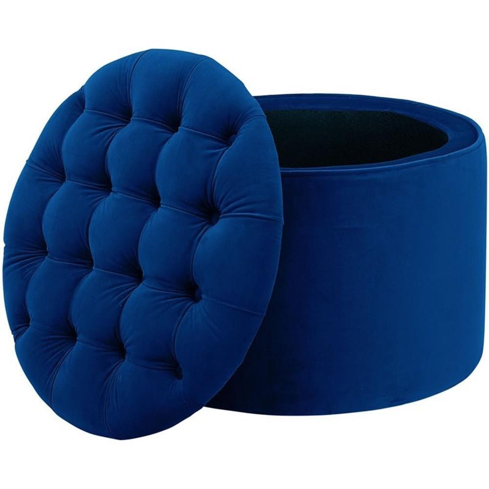 WTYNKAE Queen Velvet  Ottoman  Navy Blue