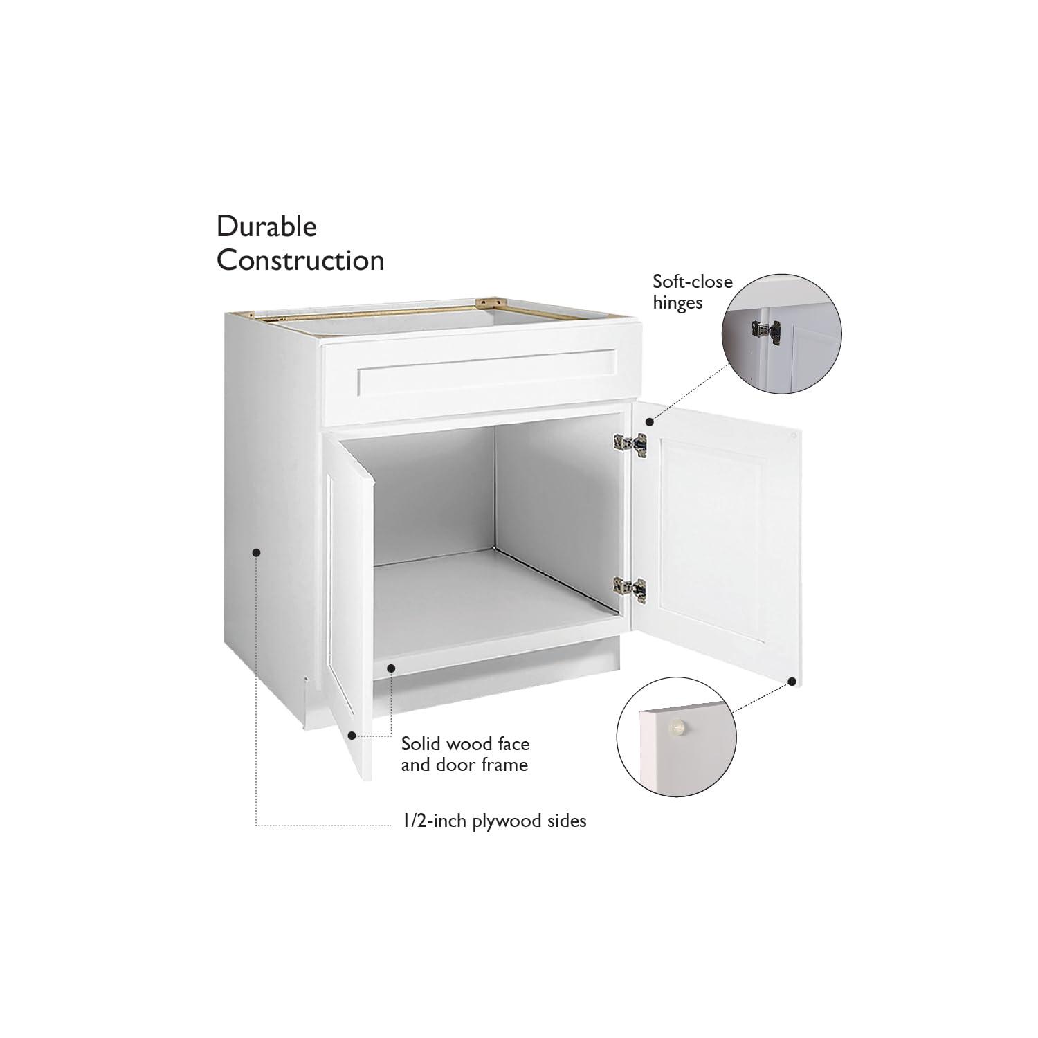 Design House Design House Brookings Unassembled Shaker Sink Base Kitchen Cabinet, White