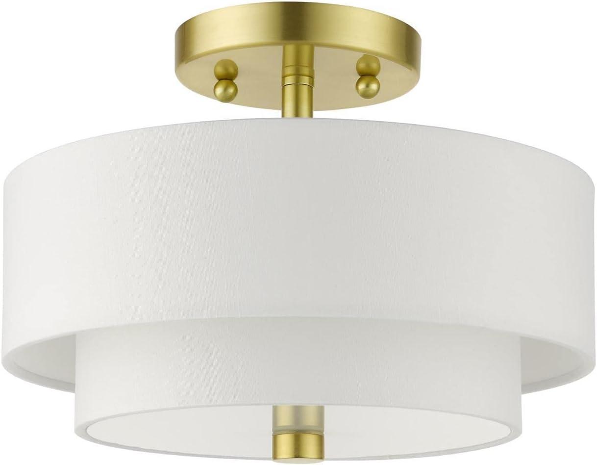 Satin Brass Glass Drum LED Indoor/Outdoor Light Fixture