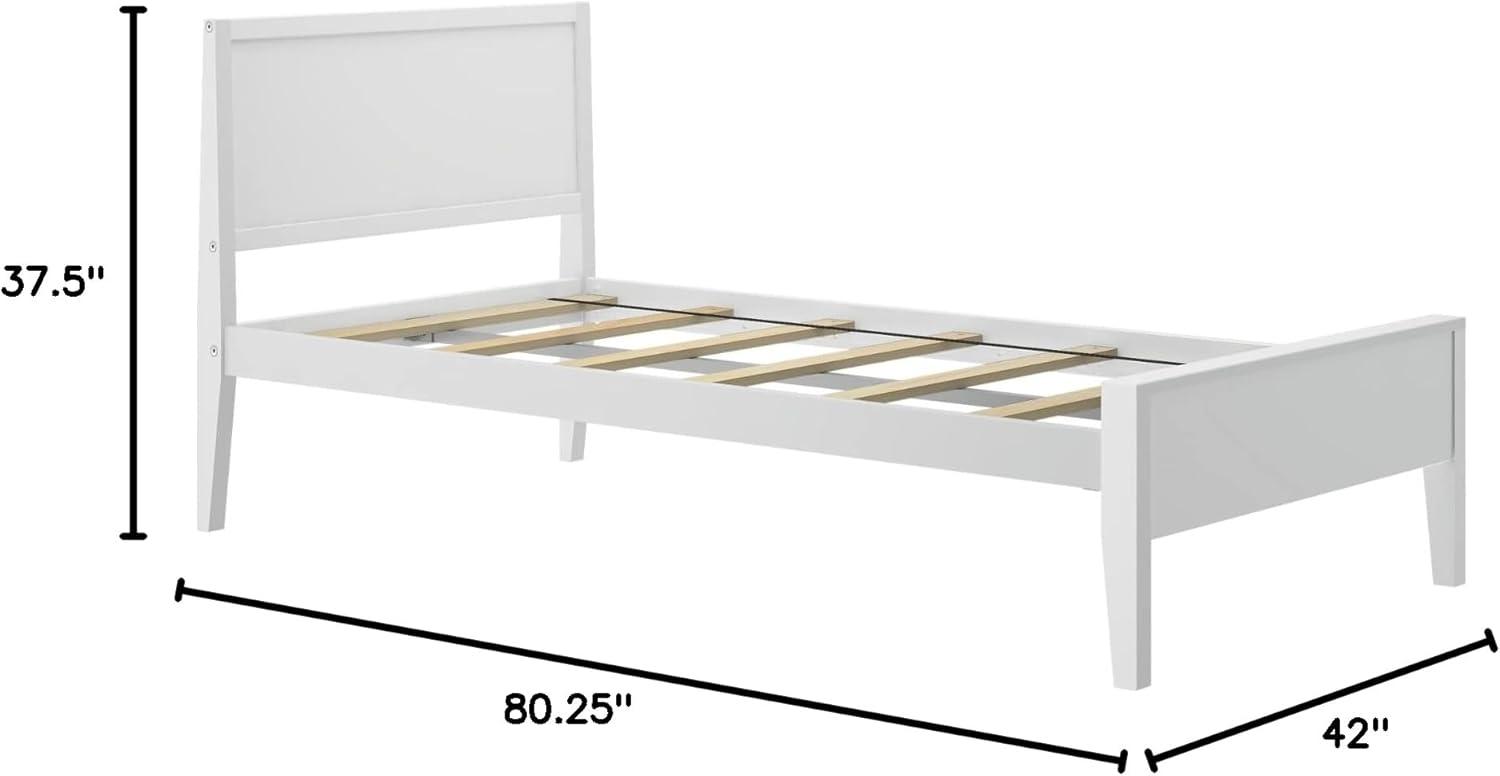 Max & Lily Twin Bed Frame, Solid Wood Classic Platform Bed with Panel Headboard for Kids