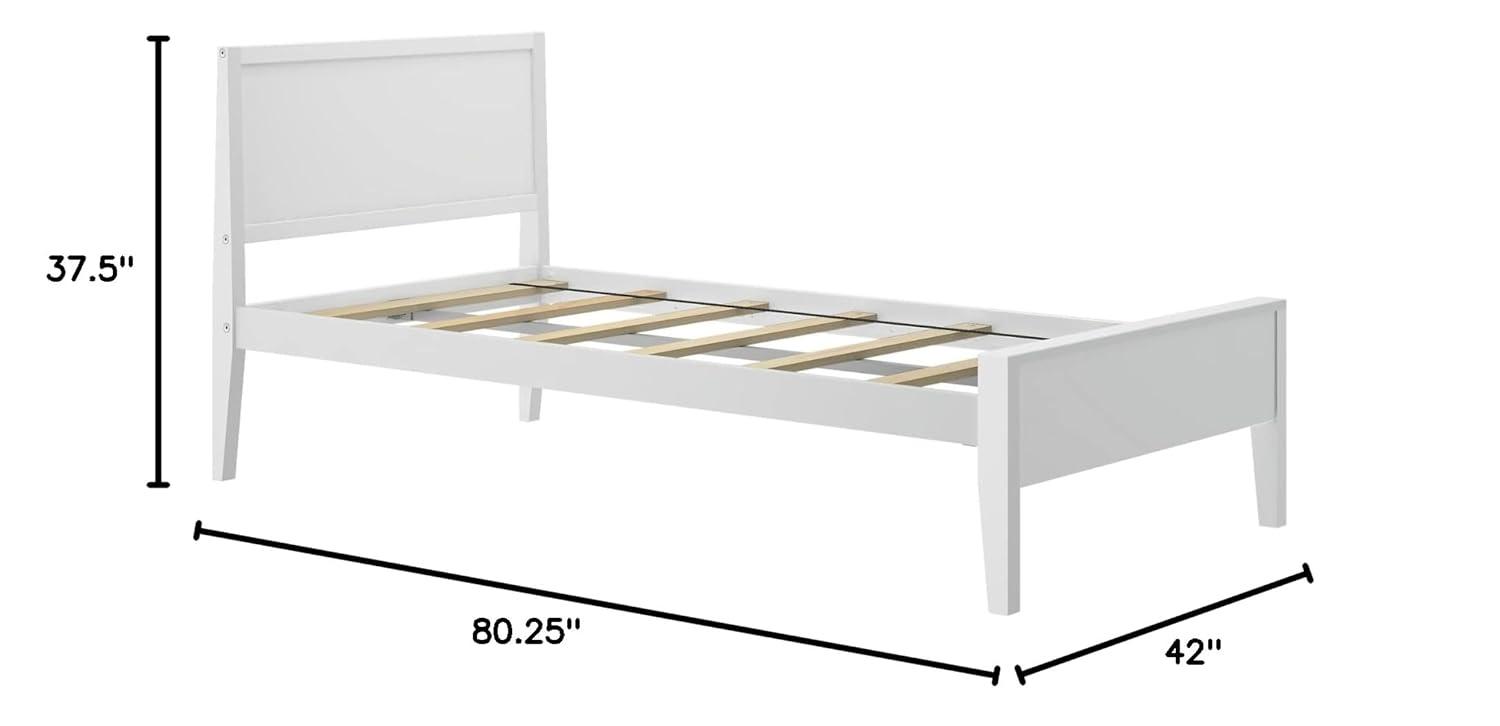 Max & Lily Twin Bed Frame, Solid Wood Classic Platform Bed with Panel Headboard for Kids