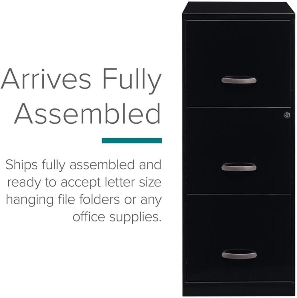 3 Drawers 35.5" Vertical Black Metal Filing Cabinet Lockable Pre-assembled Stationary Legal/Letter Size for   Office