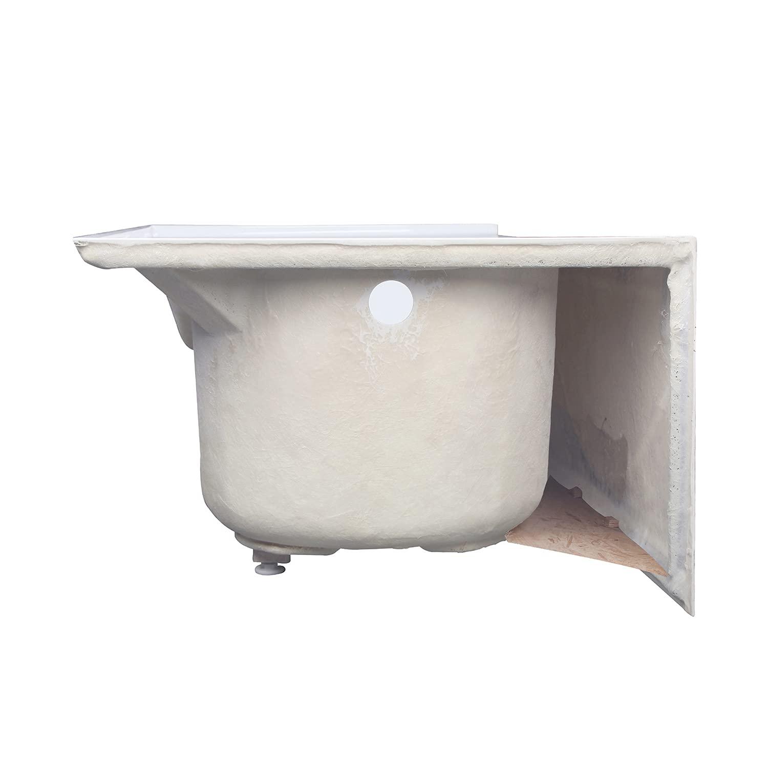 Kingston Brass Aqua Eden 60-Inch Acrylic Rectangular 3-Wall Alcove Tub with Anti Skid and Drain Hole