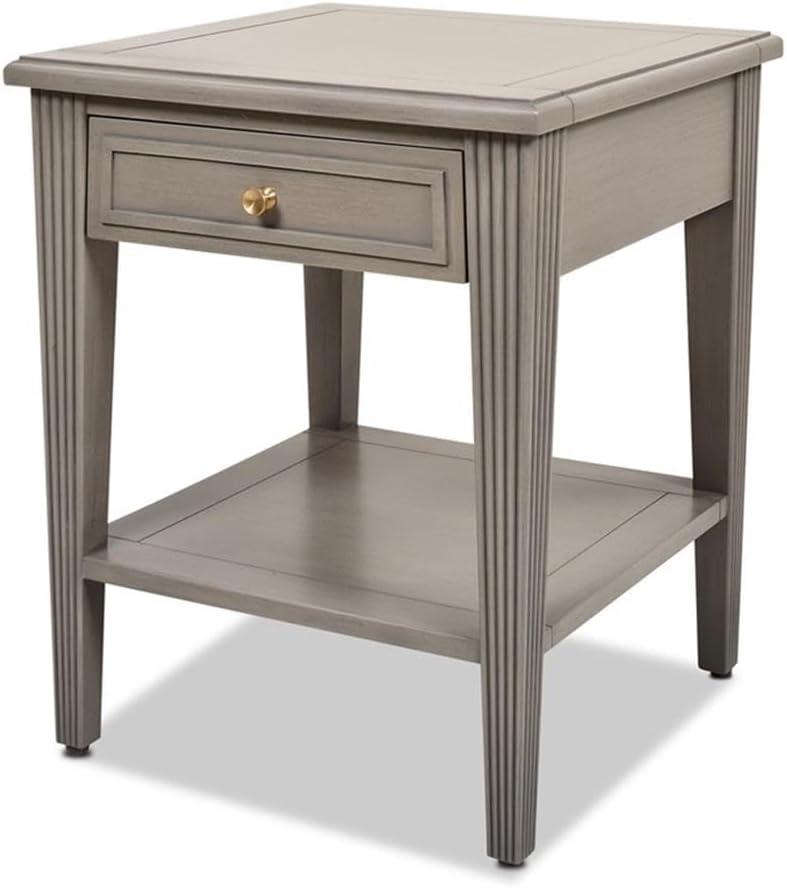 Gray Cashmere Wood and Gold Accent Storage End Table