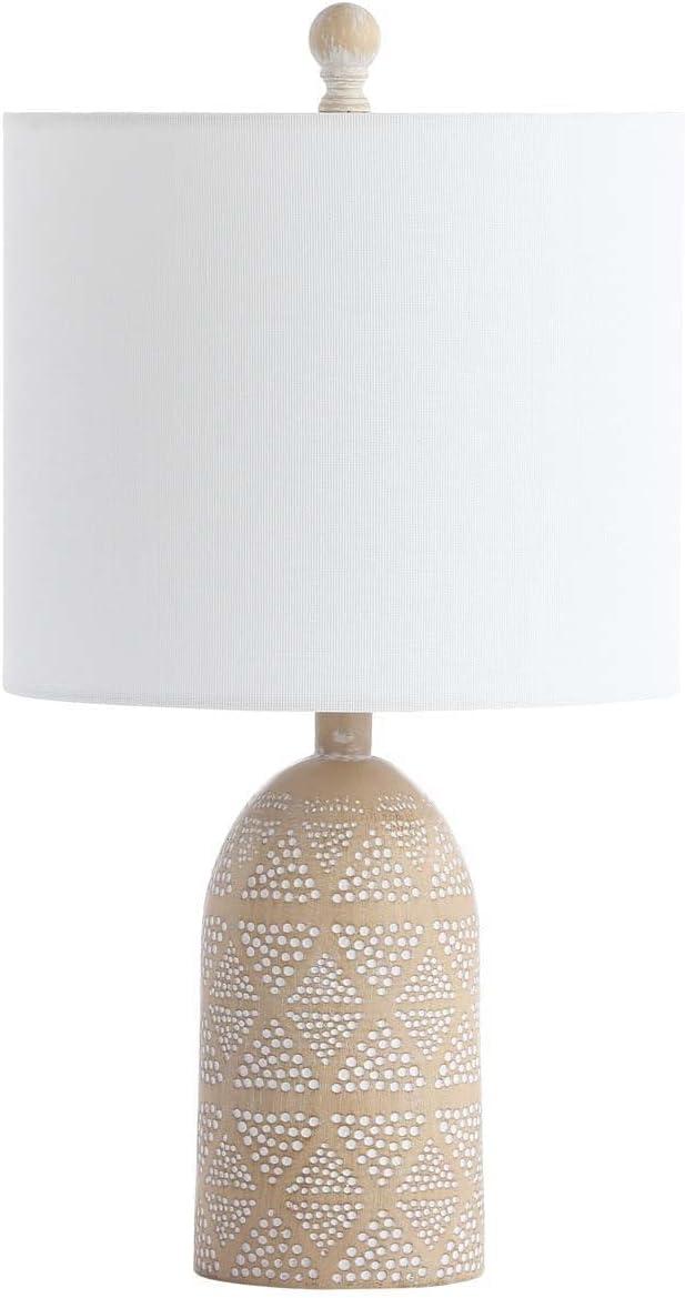 Nava Beige Geometric Polka Dot Table Lamp with Drum Shade