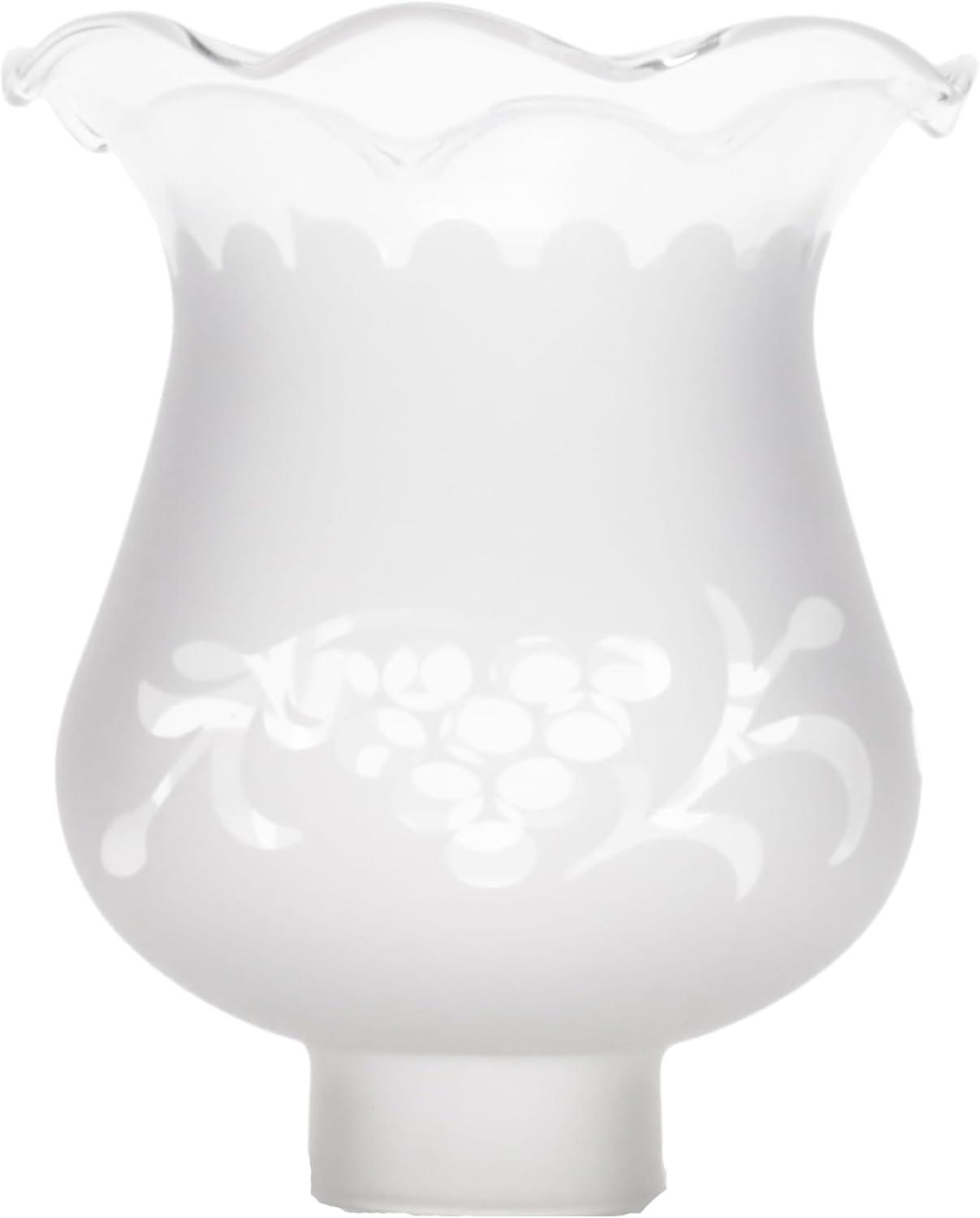 B&P Lamp 1 5/8 Inch Fitter Colonial Style Frosted and Etched Design Glass Lamp Shade for Vintage and Antique Style Globes
