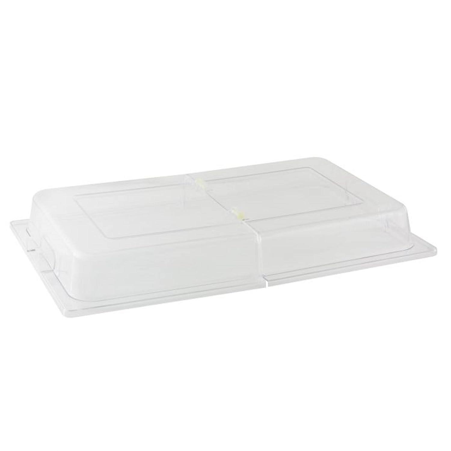 TrueCraftware- 21" x 13" x 3" Full Size Polycarbonate Hinged Dome Cover Opens on both ends Clear Color- Food Pan Cover Pastry Cover Display Cover Serving Platter Cover Clear Food Pan Cover