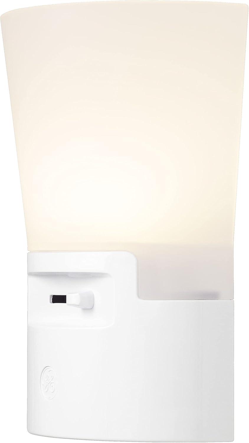 GE UltraBrite Sconce Night LED Light, Dimmable, Plug-in, Dusk-to-Dawn, White, 5in, 45123