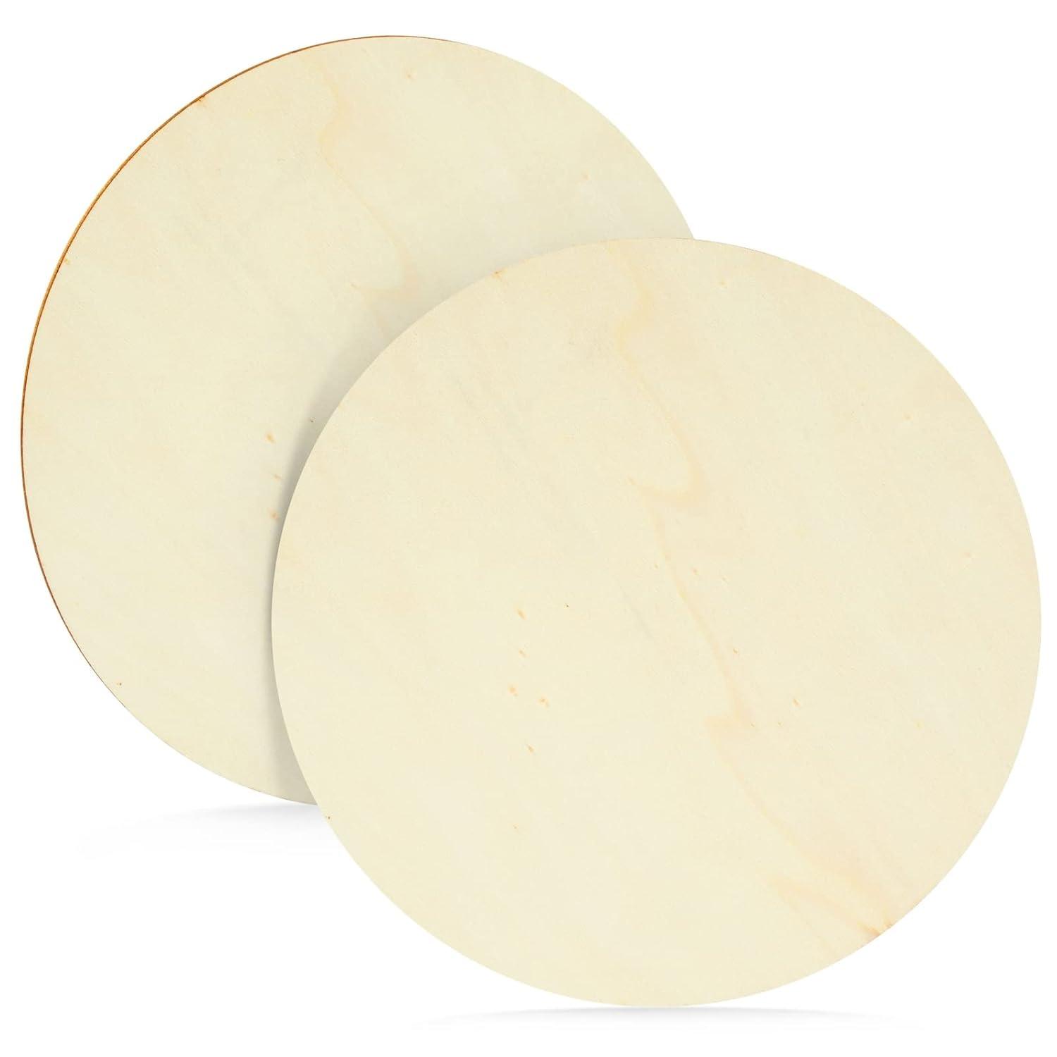 12 Pack 6 Inch Unfinished Wood Circles for Crafts, Blank Cutout Slices for Wood Burning, Engraving, Round Wooden Discs for DIY Coasters, Art Projects, 1/10 Inch Thick