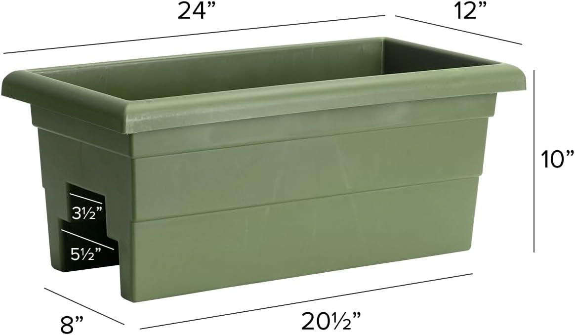 Bloem Classic Rectangular Deck Rail Planter, Sage, 24in