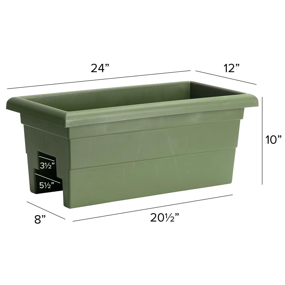 Bloem Classic Rectangular Deck Rail Planter, Sage, 24in