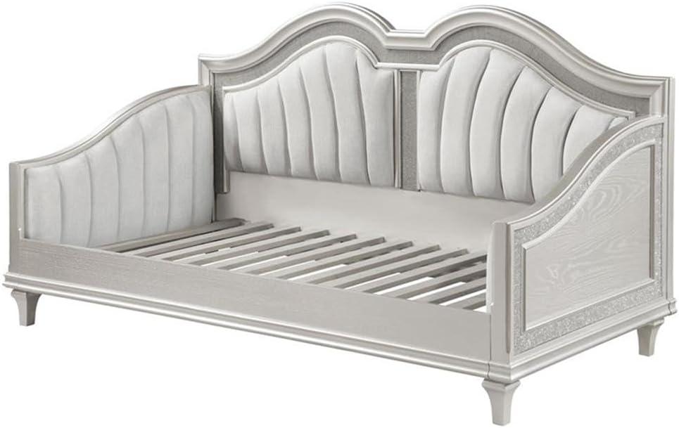 Coaster Evangeline Chenille Upholstered Twin Daybed in Silver Oak and Ivory