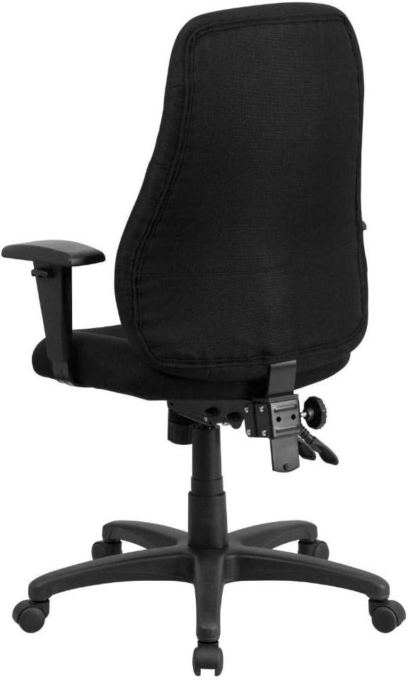 High Back Black Fabric Ergonomic Swivel Task Chair with Adjustable Arms