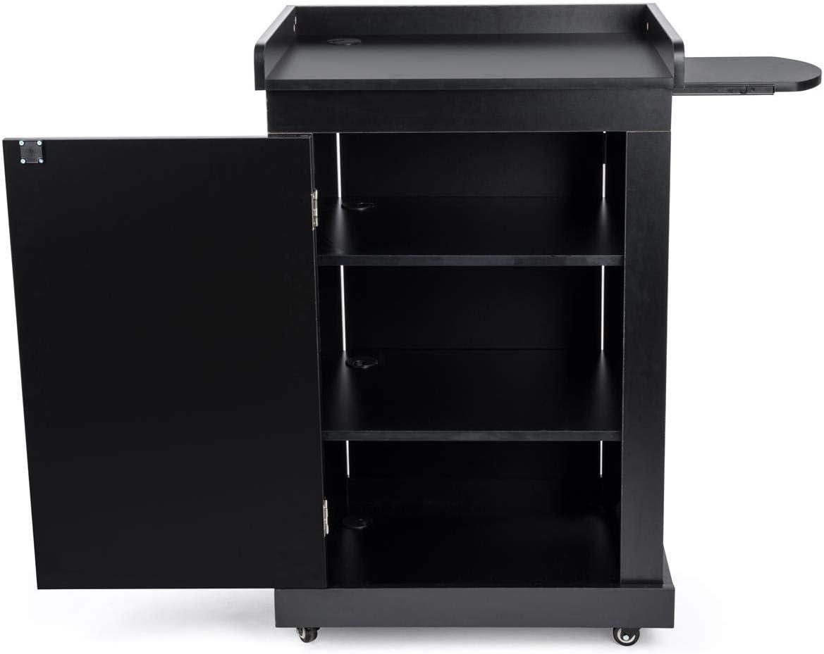 Displays2go Rolling Podiums with Adjustable Shelves ? Black (OLILCTMMSBK)