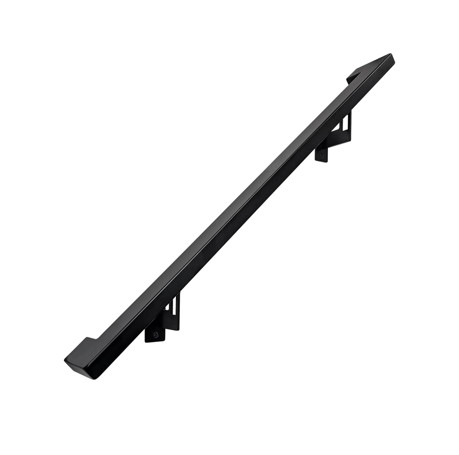 Modern Aluminum Handrail Grab Bar Kit, Adjustable Steel Brackets, Returns to Wall, Powder Coat