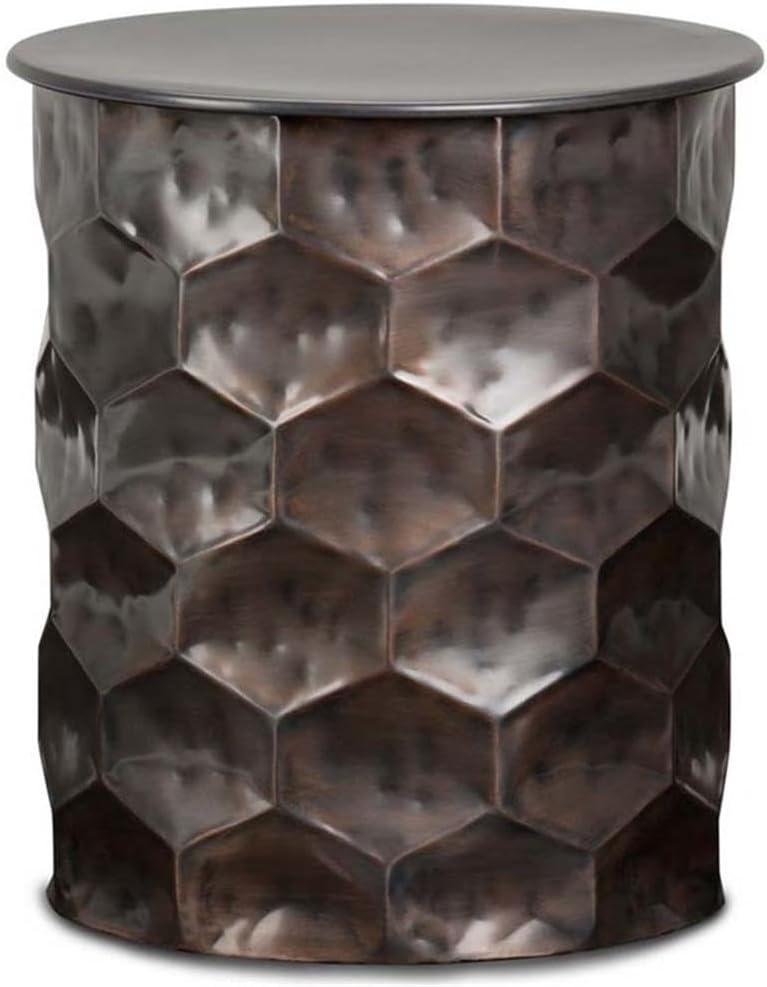 Simpli Home Whitney 17"W Metal Industrial End Table with Storage and Honeycomb Design, Assembled