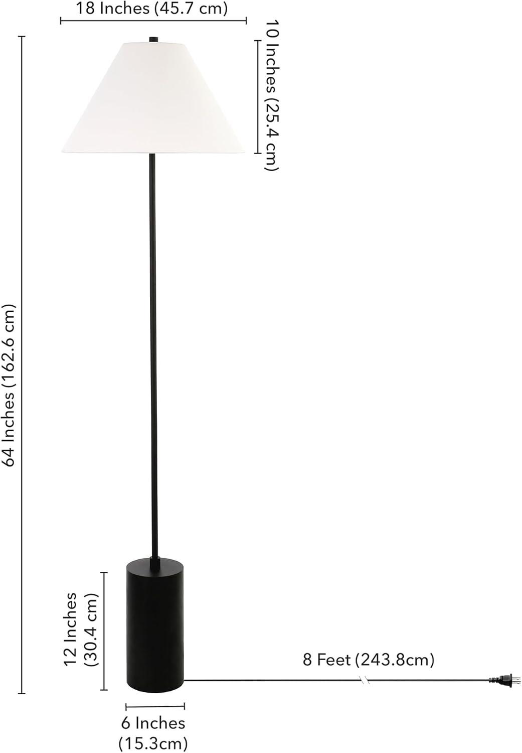 Evelyn&Zoe Somerset 64" Tall Floor Lamp with Empire Fabric Shade, Blackened Bronze/White