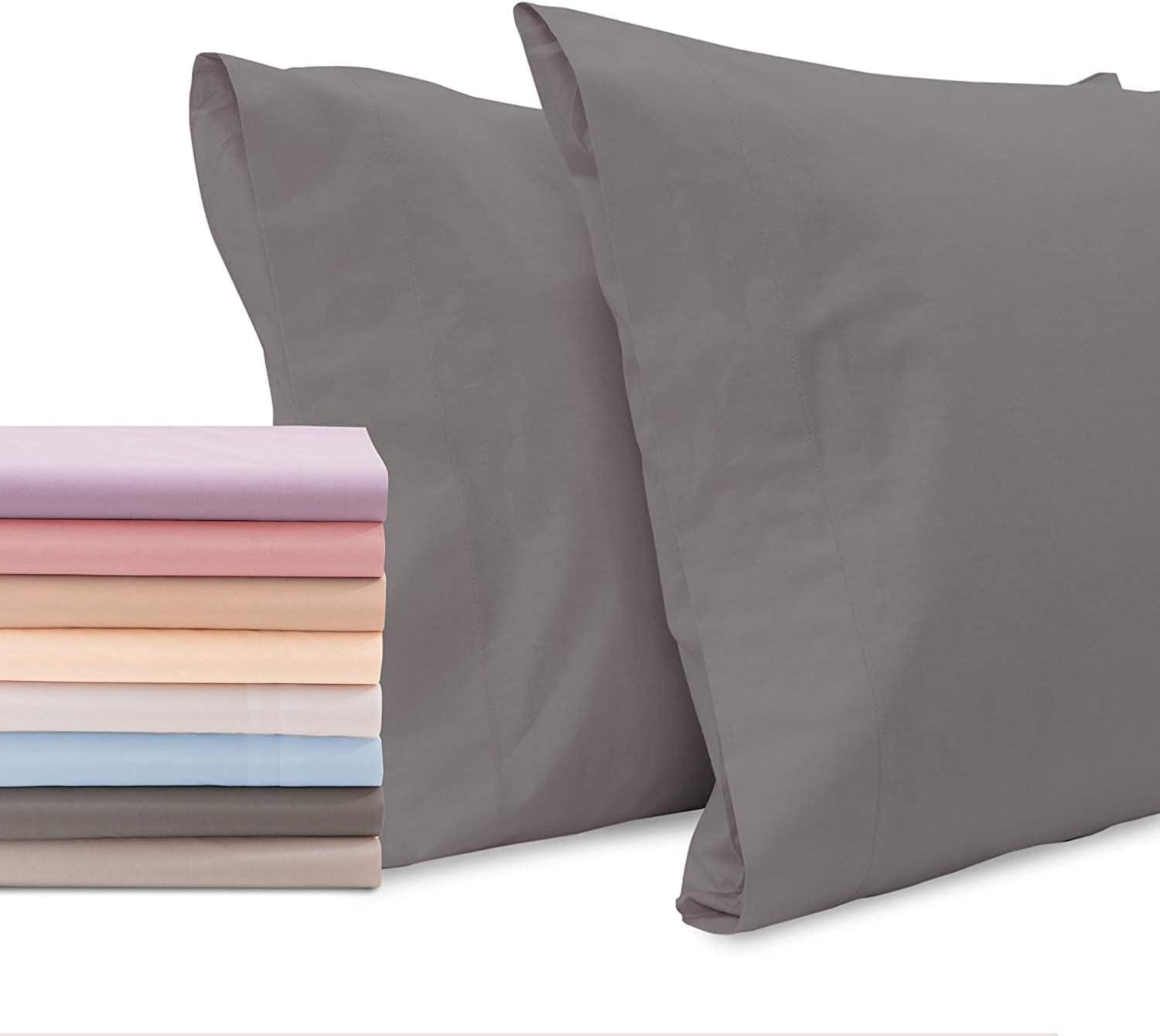 Superity Linen Queen Pillow Cases  - 2 Pack - 100% Premium Cotton - Open Enclosure - Grey