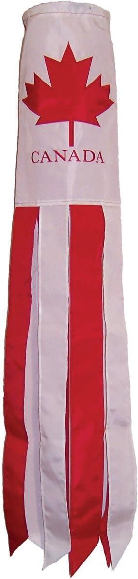 Canada Flag Windsock with Embroidered Maple Leaf, 40-Inch