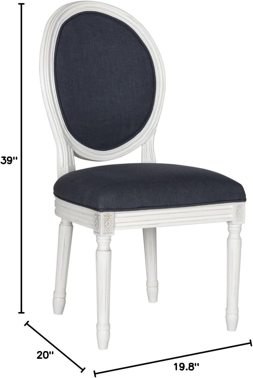Holloway 19''H French Brasserie Oval Side Chair (Set of 2) - Navy/Cream - Safavieh