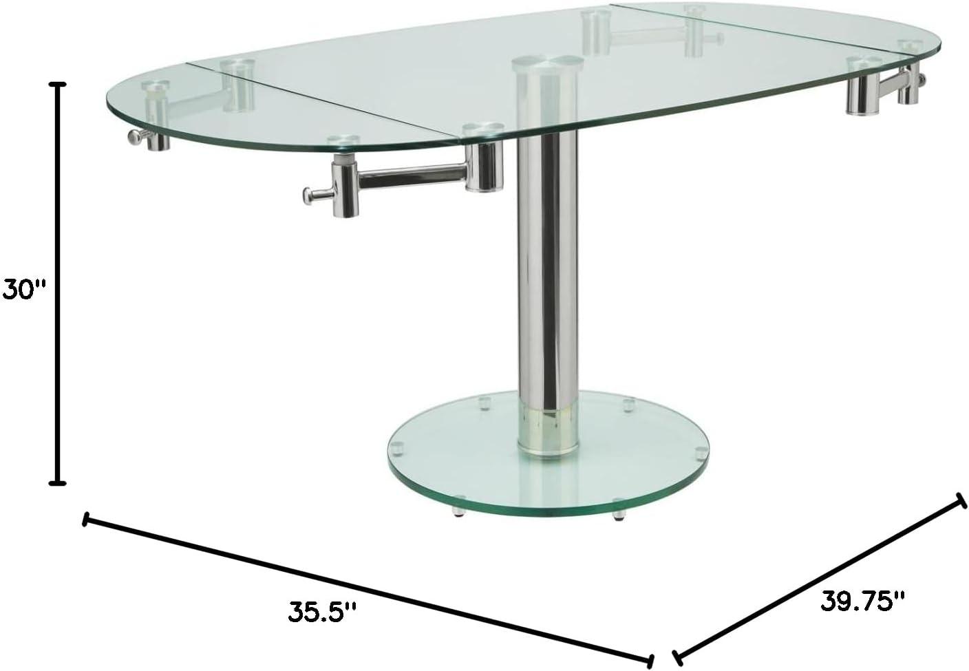 Casabianca Modern Thao Stainless Steel Extendable Dining Table in Clear