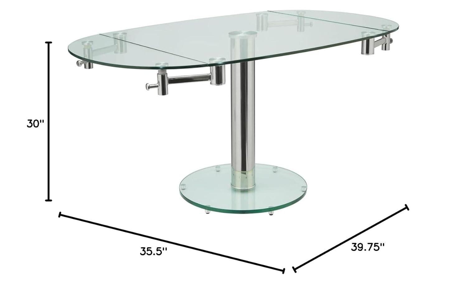 Casabianca Modern Thao Stainless Steel Extendable Dining Table in Clear