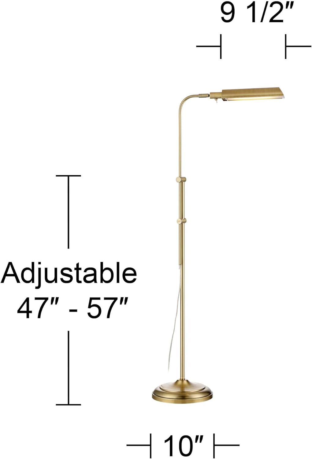 360 Lighting Culver Traditional Pharmacy Floor Lamp Standing 57" Tall Plated Aged Brass LED Adjustable Metal Shade for Living Room Reading Bedroo