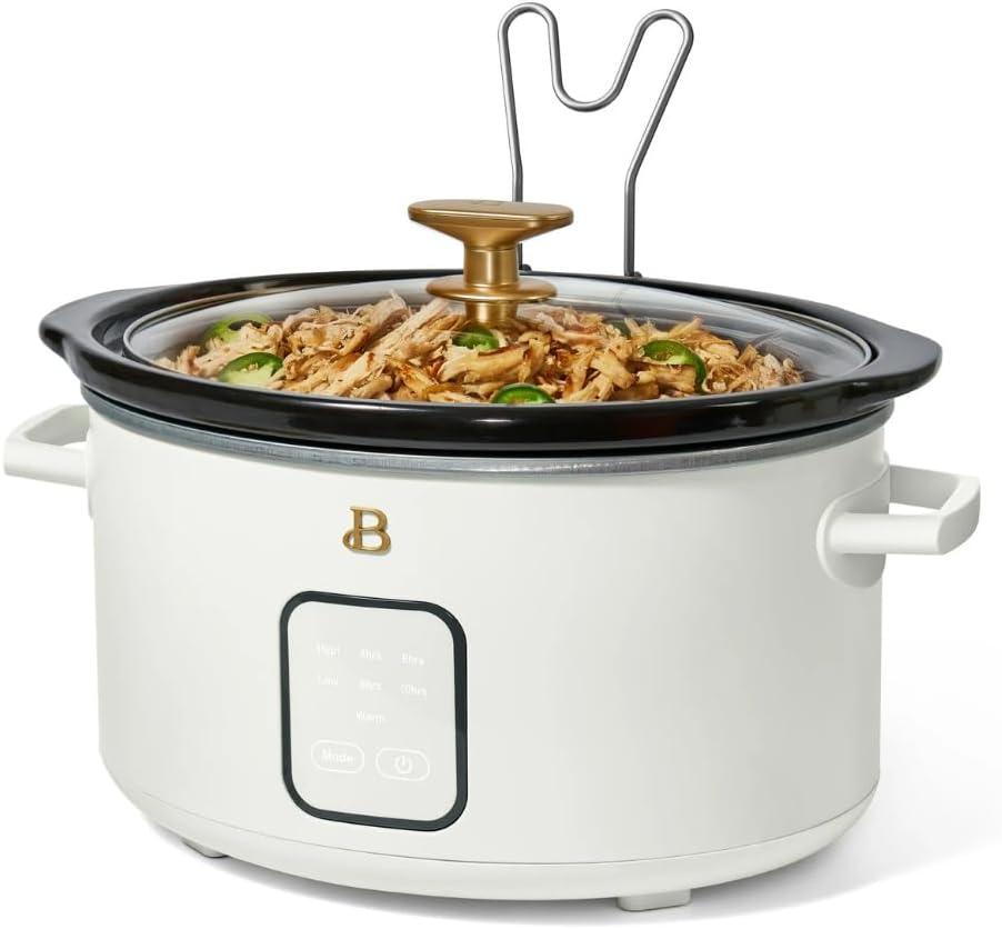 Beautiful 4Qt Slow Cooker with Touch-Activated Display, White Icing by Drew Barrymore