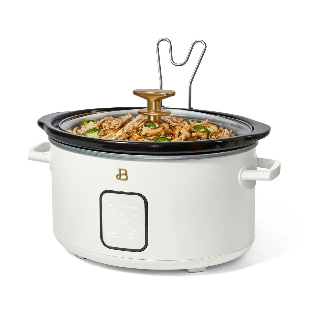 Beautiful 4Qt Slow Cooker with Touch-Activated Display, White Icing by Drew Barrymore