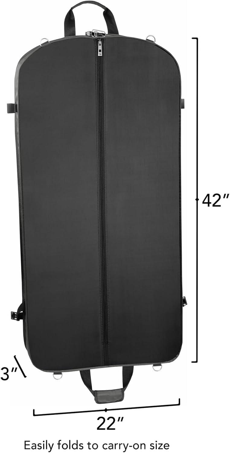 WallyBags 42" Premium Travel Garment Bag With Shoulder Strap, Grey