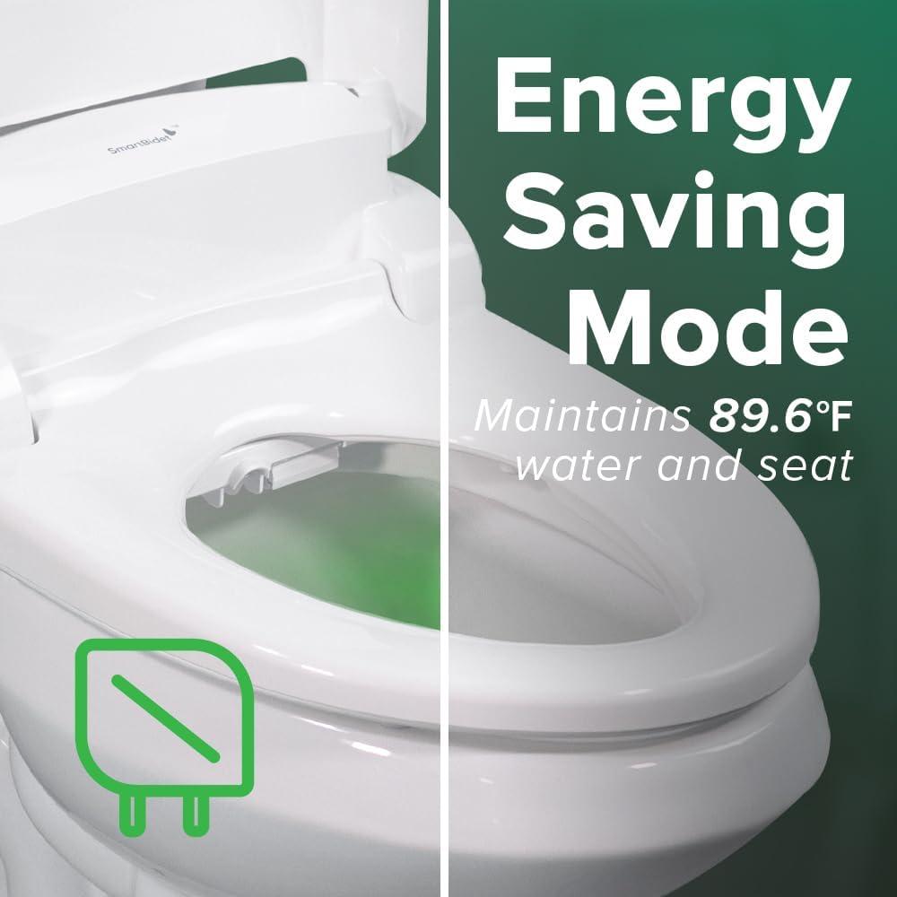 SmartBidet SB-2000WE Electric Bidet Toilet Seat with Heated Seating, Warm Air Dryer, Temperature Control Wash, and Control Panel, Round Seating