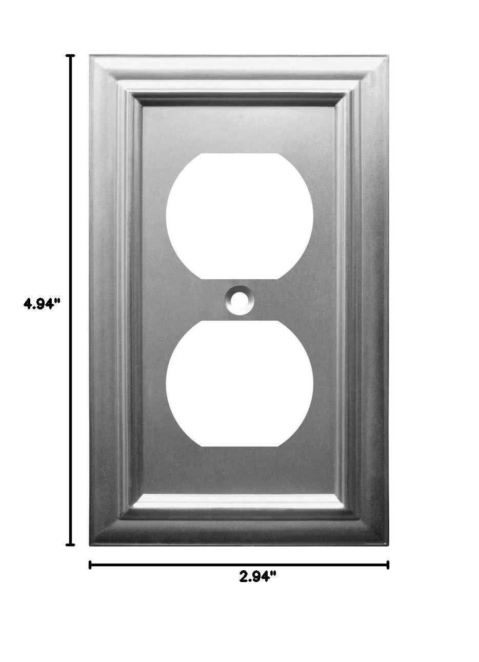 Amerelle 94DN Continental Wallplate, 1 Duplex, Cast Metal, Satin Nickel, 1-Pack