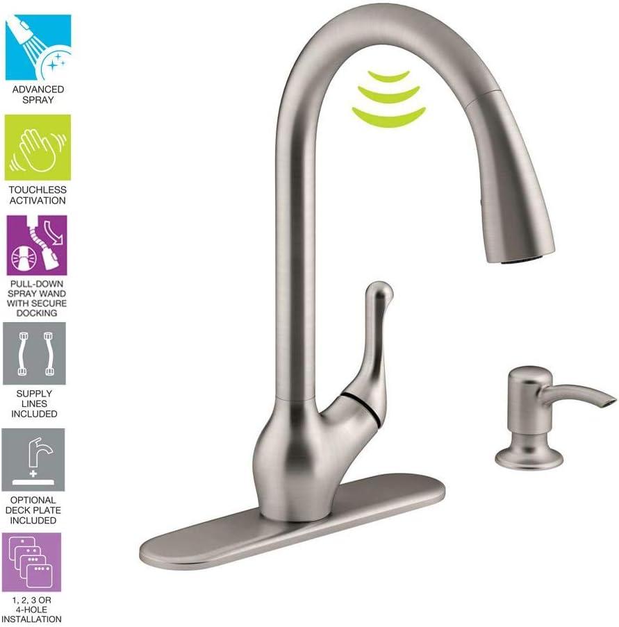 Stainless Steel Touchless Pull-Down Kitchen Faucet with Soap Dispenser