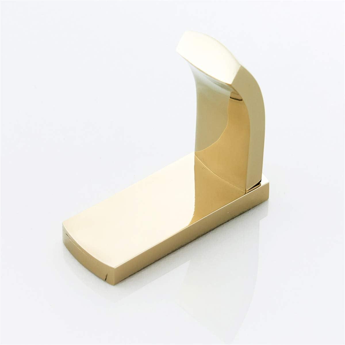 Polished Gold Brass Wall-Mounted J-Shaped Hook