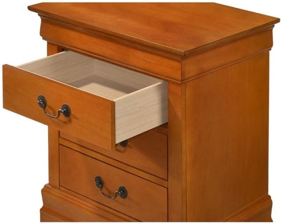 Glory Furniture Louis Phillipe 3 Drawer Nightstand in Oak