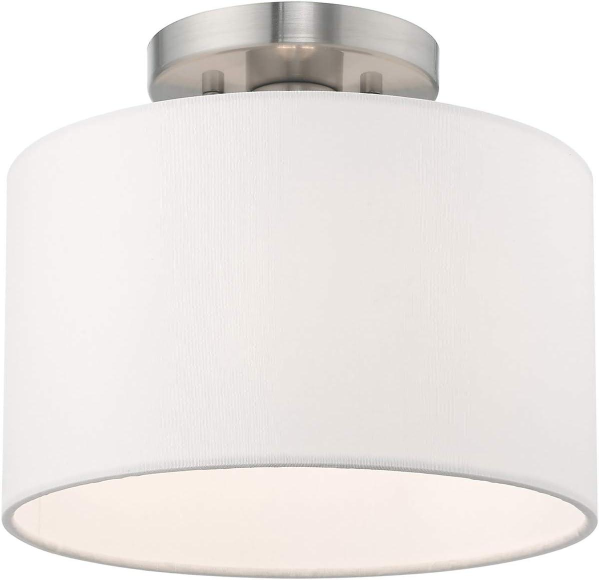 Clark 10" Indoor/Outdoor Brushed Nickel Drum Ceiling Light