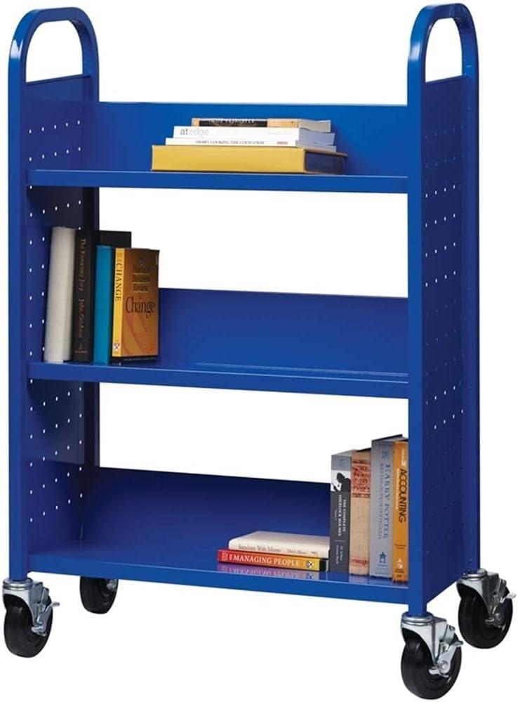 Hirsh Single-sided Mobile Metal 13" D X 30.75" W Book Cart Classic Blue