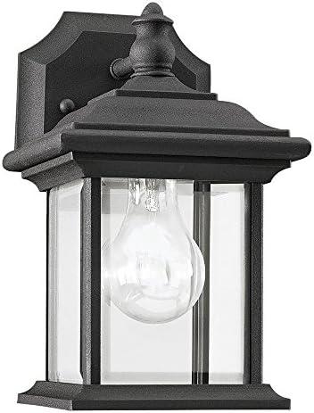 Black Clear Beveled Glass Outdoor Wall Lantern Sconce