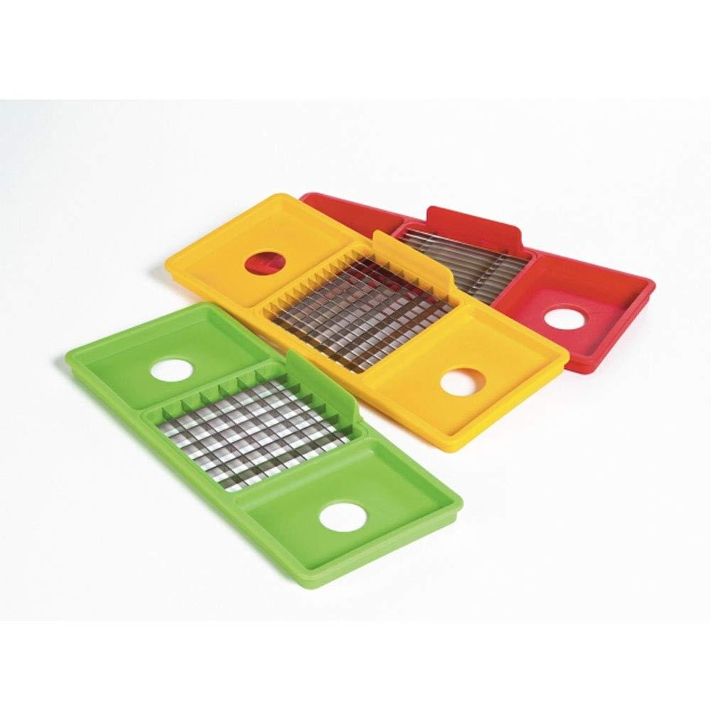 Prepworks Fruit and Vegetable Chopper: Manual Food Chopper, 3 Blades, Dishwasher-Safe, ABS & Stainless Steel, Red/Green/Yellow