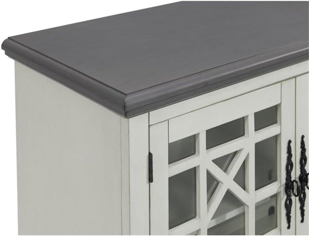 Martin Svensson Home Elegant Small Spaces TV Stand White with Gray Top