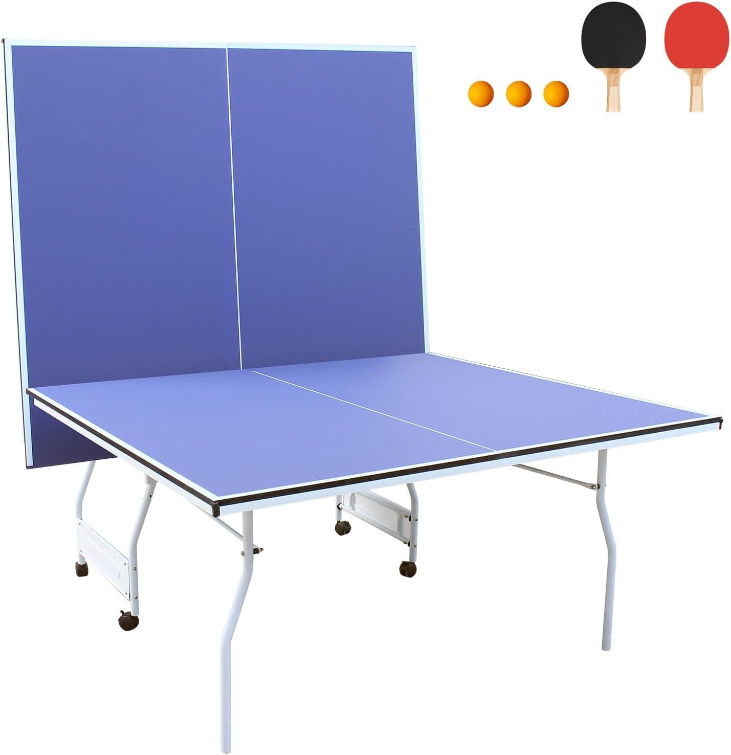 Ceballos 9Ft Mid-Size Table Tennis Table Foldable & Portable Ping Pong Table Set For Indoor Games With Net