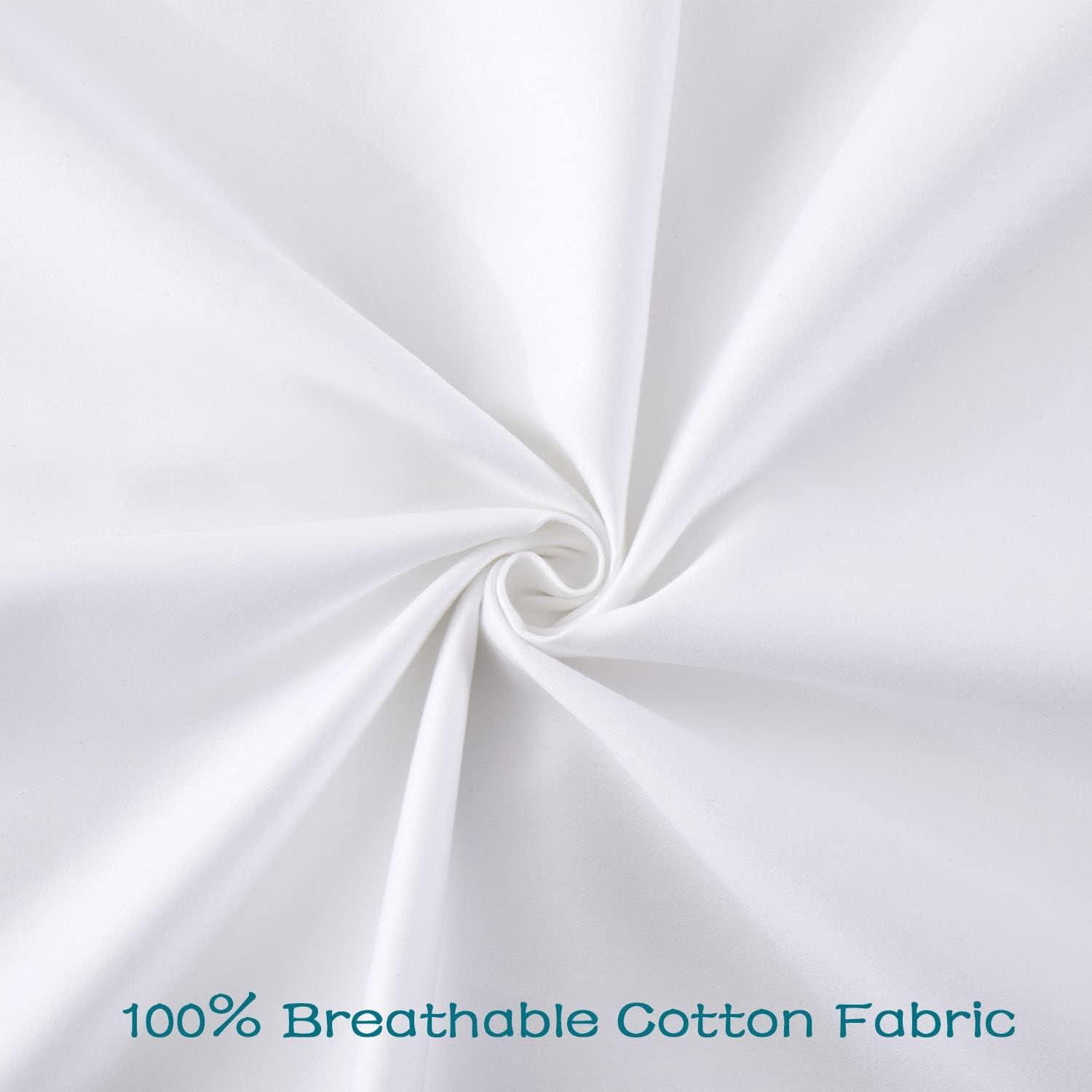 100% Cotton Zippered Pillow Cases Standard Size Set of 4, Super Soft & Breathable Pillow Protectors with Zipper, White Pillow Case Covers 20x26 Inches