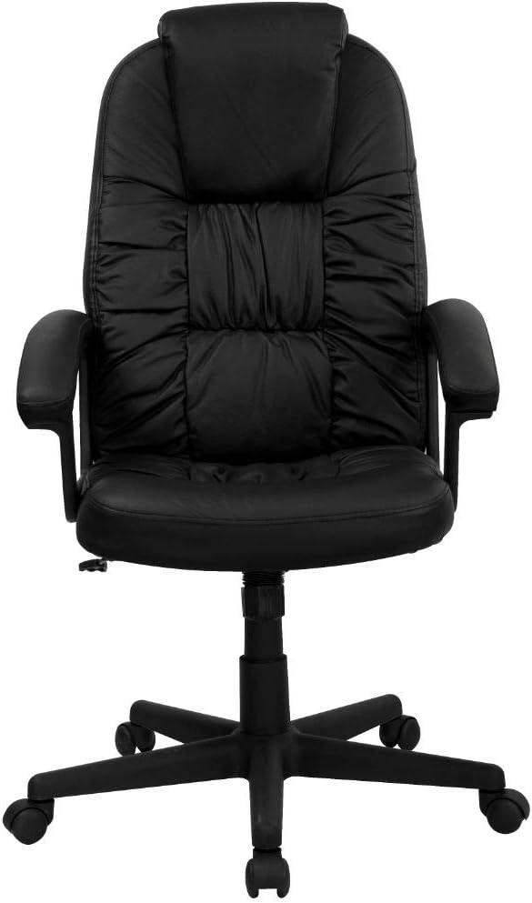 Flash Furniture Hansel High Back Black LeatherSoft Executive Swivel Office Chair with Arms