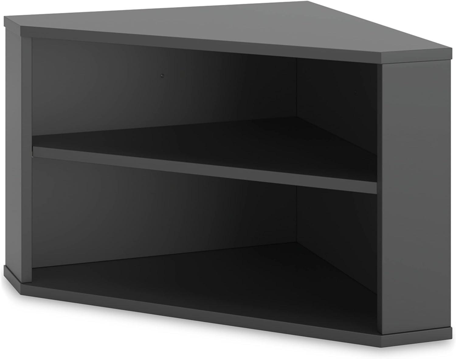 Black Adjustable Corner Bookcase with Open Shelves