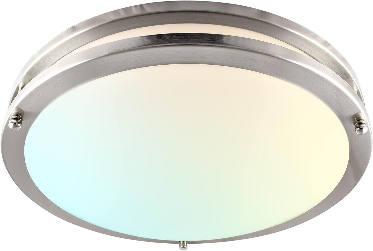 14 Inch Chrome LED Flush Mount Ceiling Light with Color Selectable