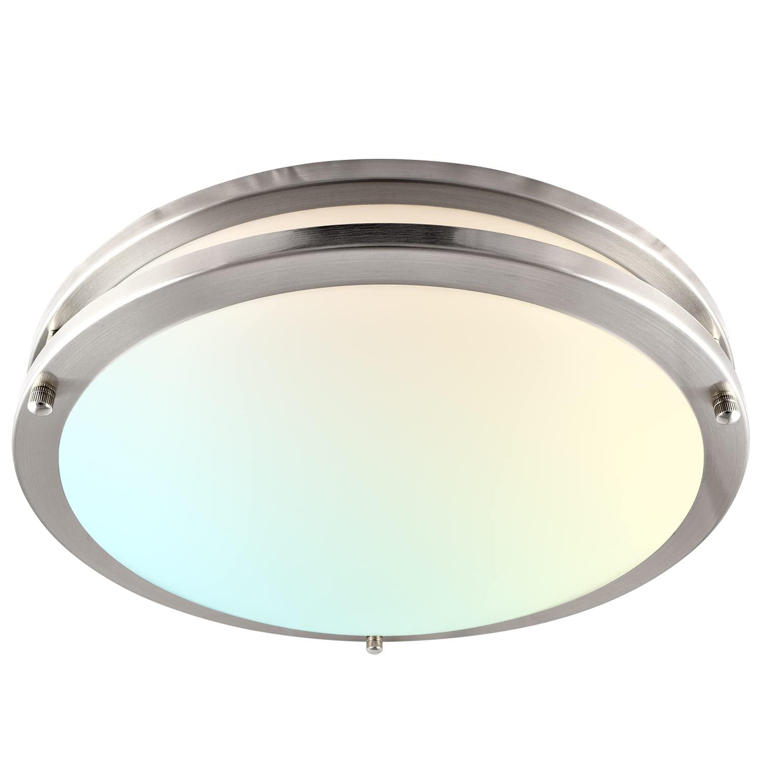 Luxrite 14 Inch LED Flush Mount Ceiling Light, Color Temperature Selectable 2700K / 3000K / 3500K / 4000K / 5000K